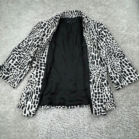 Lafayette 148 New York Black White Pebbled Print Blazer - Picture 5 of 8
